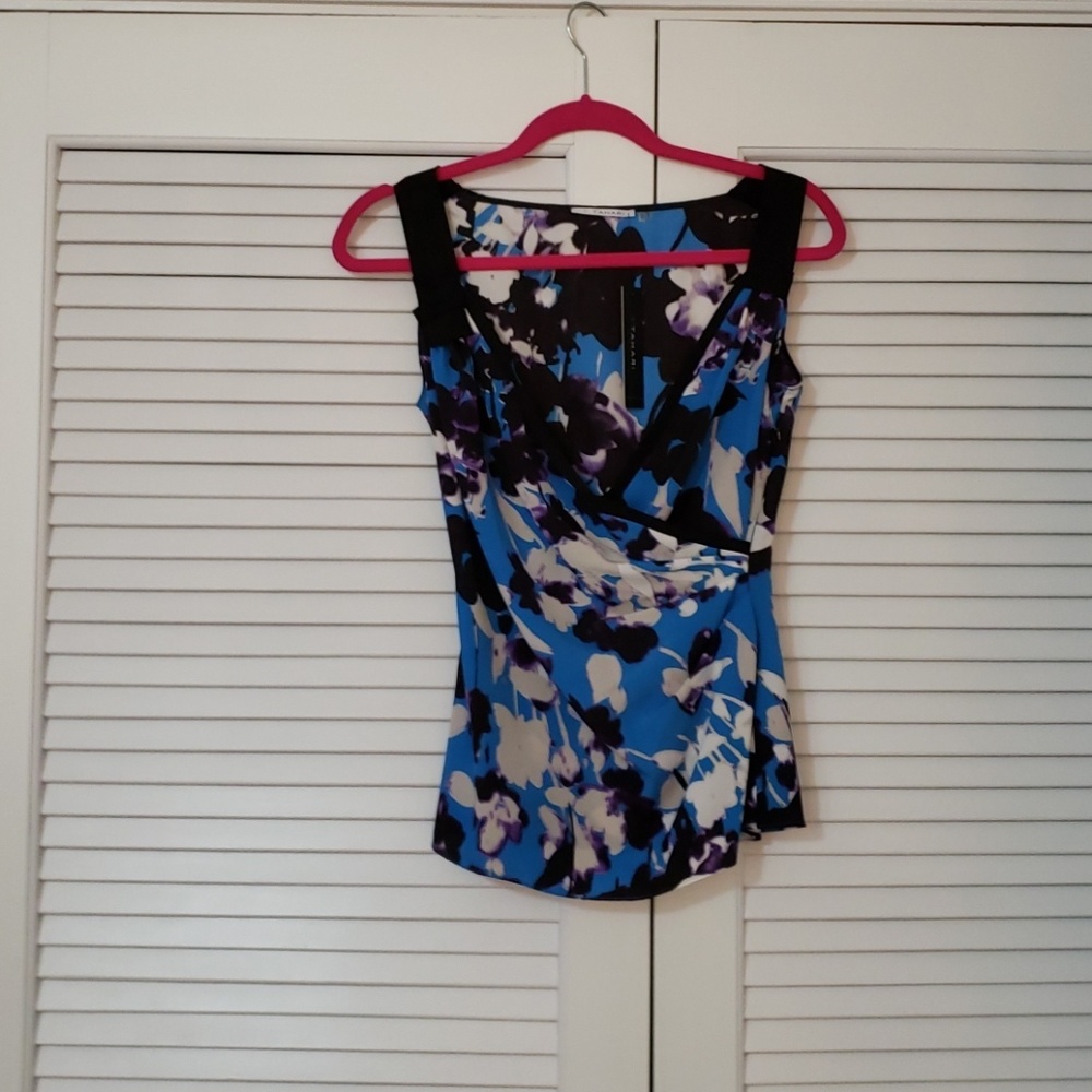 Tahari XS Damaris Blouse in Giza Blue NWT
